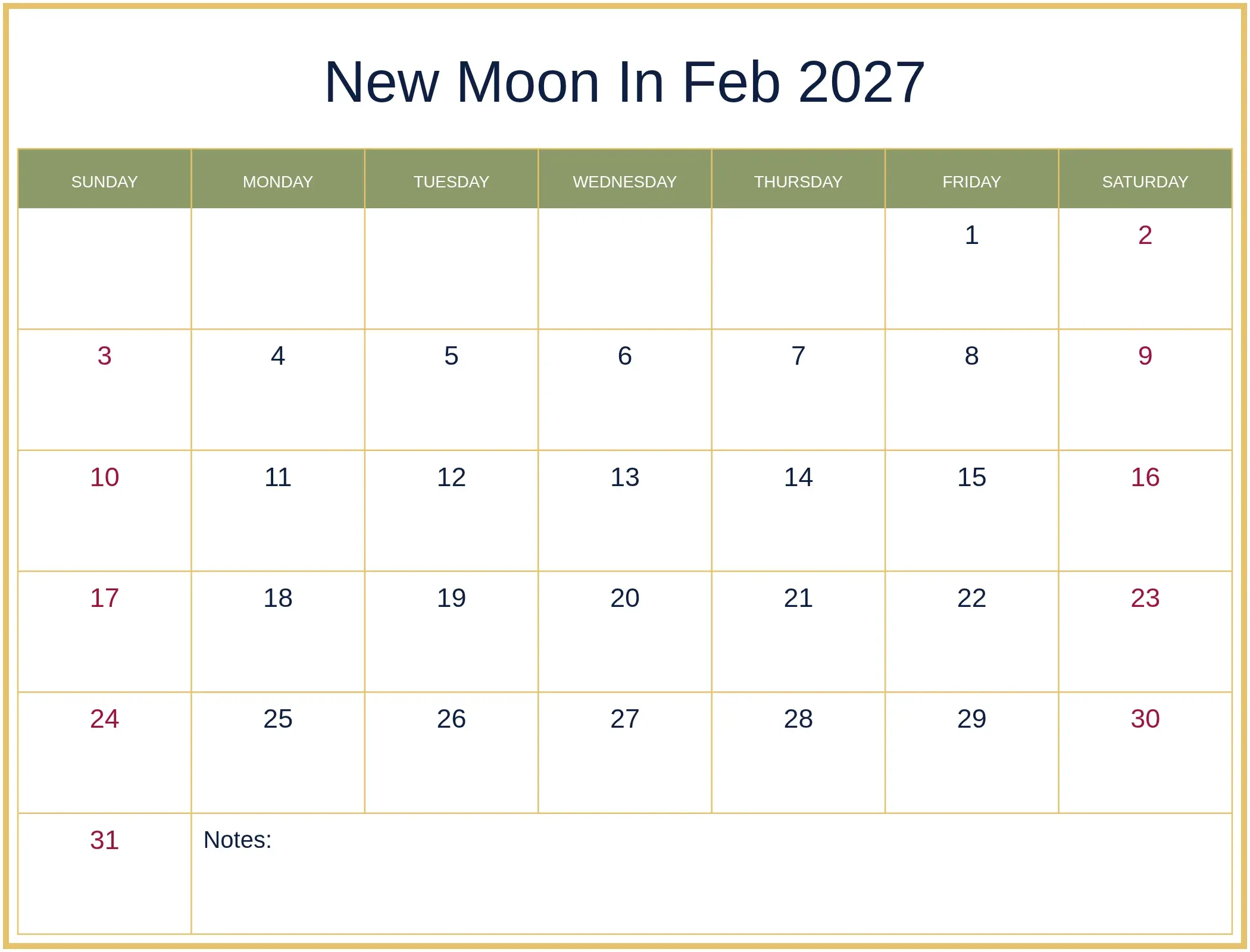 New Moon In Feb 2027 with Notes Bottom Landscape New Moon In Feb 2027 with Notes Bottom Landscape