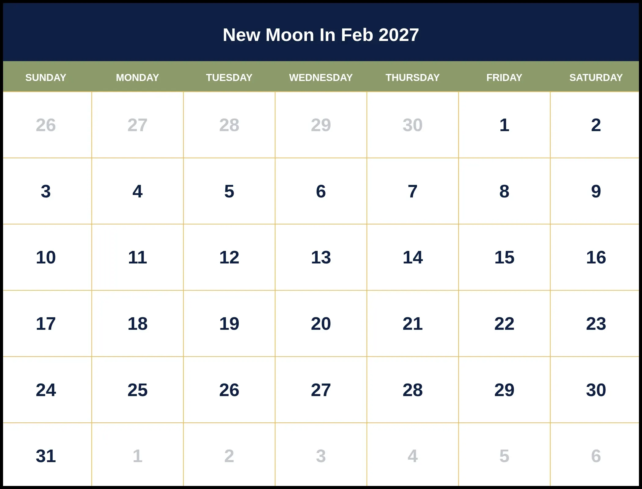 New Moon In Feb 2027