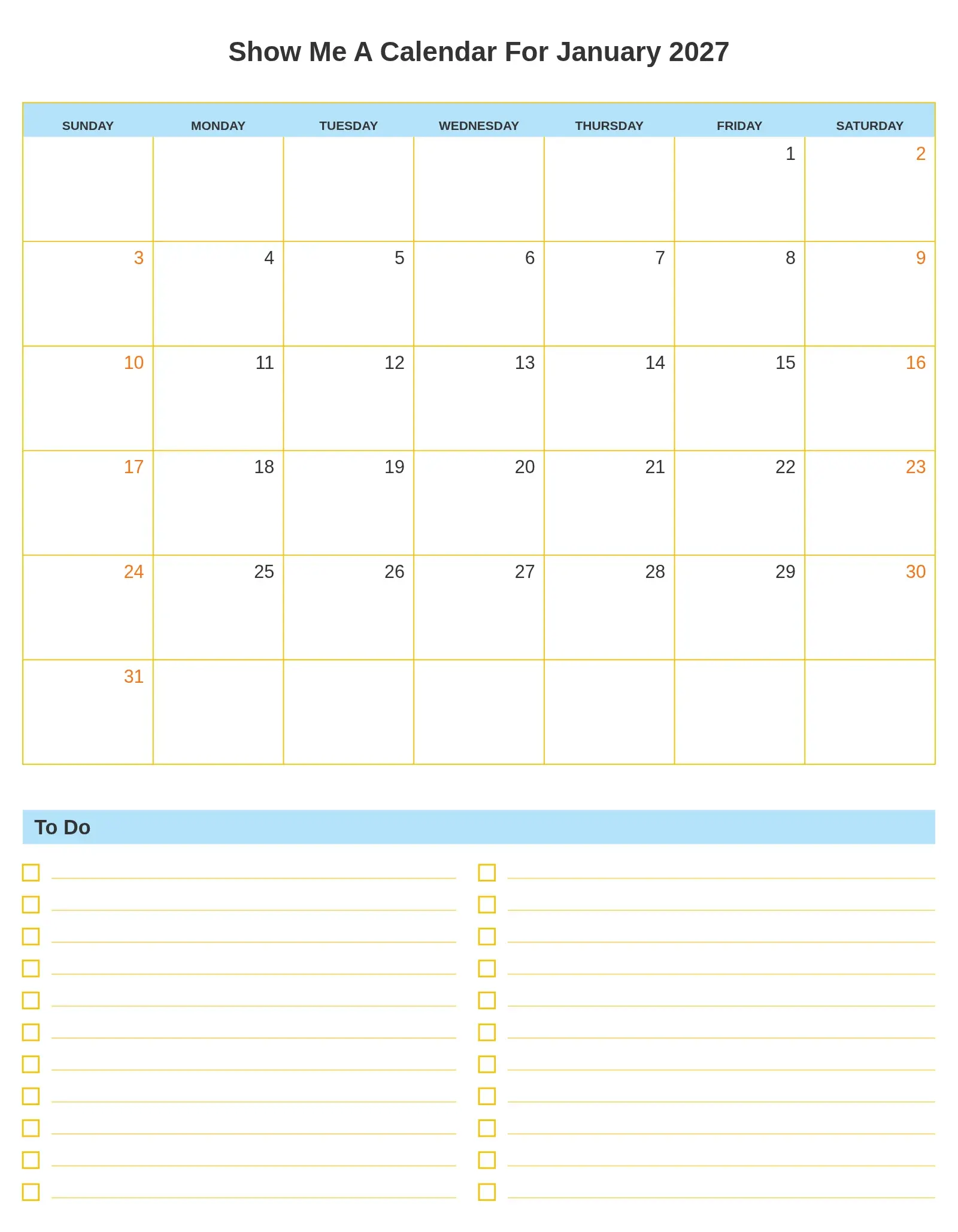 Show Me A Calendar For January 2027 With To Do List Bottom Portrait Show Me A Calendar For January 2027 With To Do List Bottom Portrait