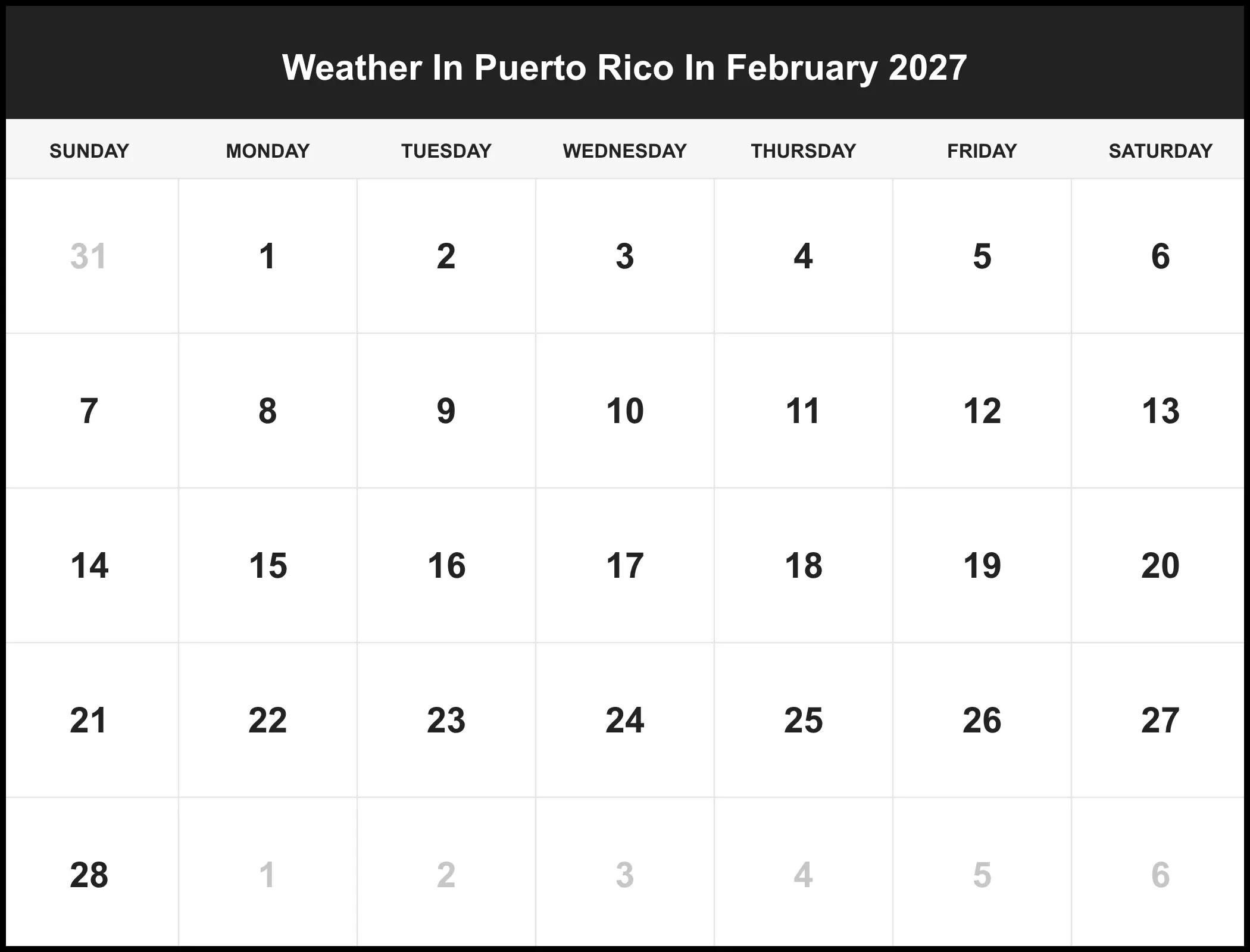 Weather In Puerto Rico In February 2027 Weather In Puerto Rico In February 2027